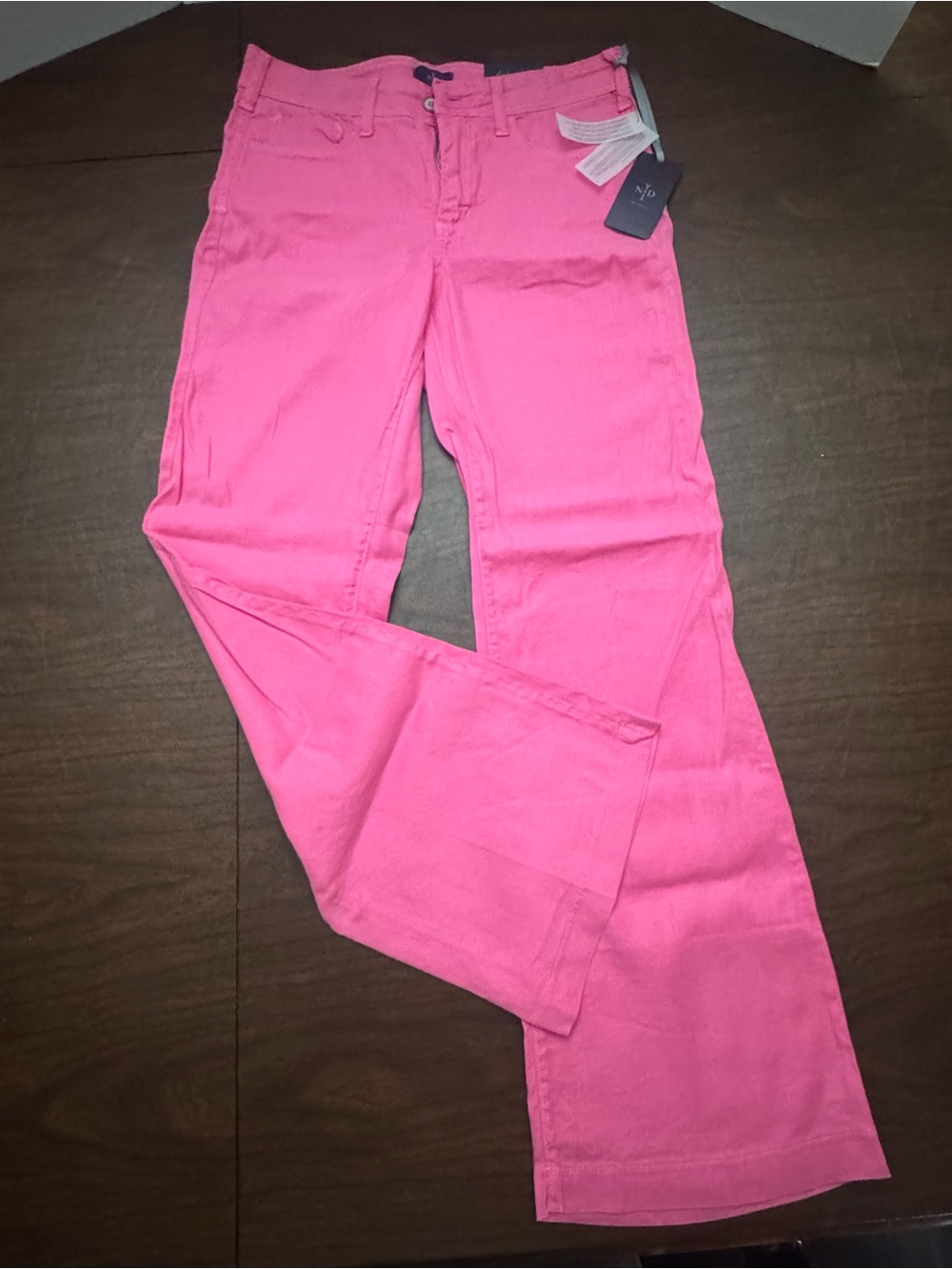 NYDJ Hot Pink Linen/Spandex Trousers - Straight Fit Size 6P NWT